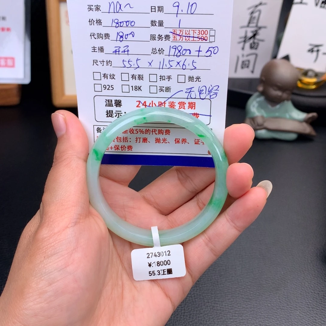 未镶嵌手镯翡翠糯冰飘花