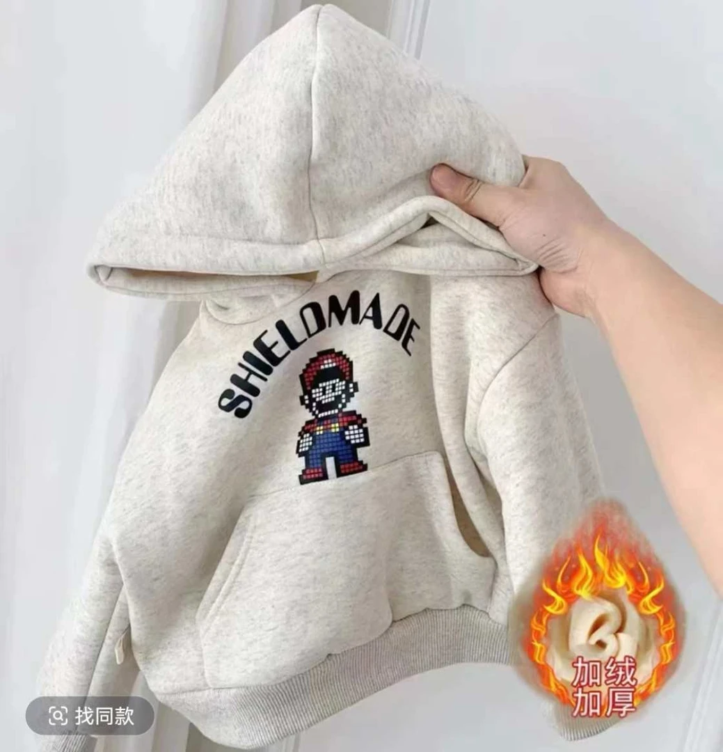 【加绒加厚】萌娃韩版卡通儿童男女童宝宝连帽时尚卫衣上衣