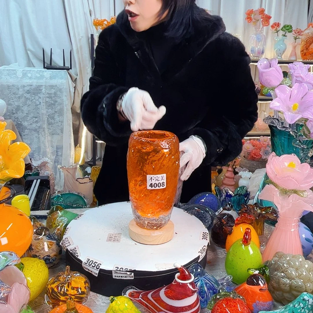 花瓶家悦美居琉璃摆件不完美