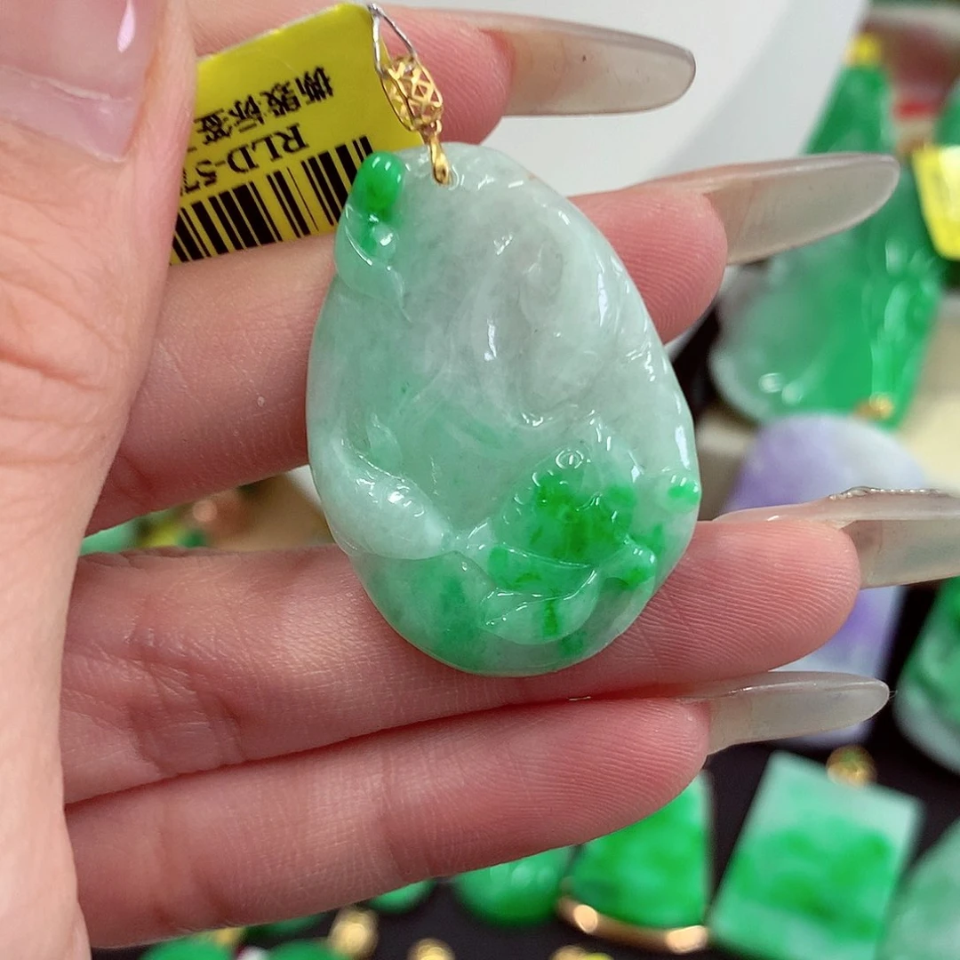 翡翠18K金镶嵌吊坠(不含链)