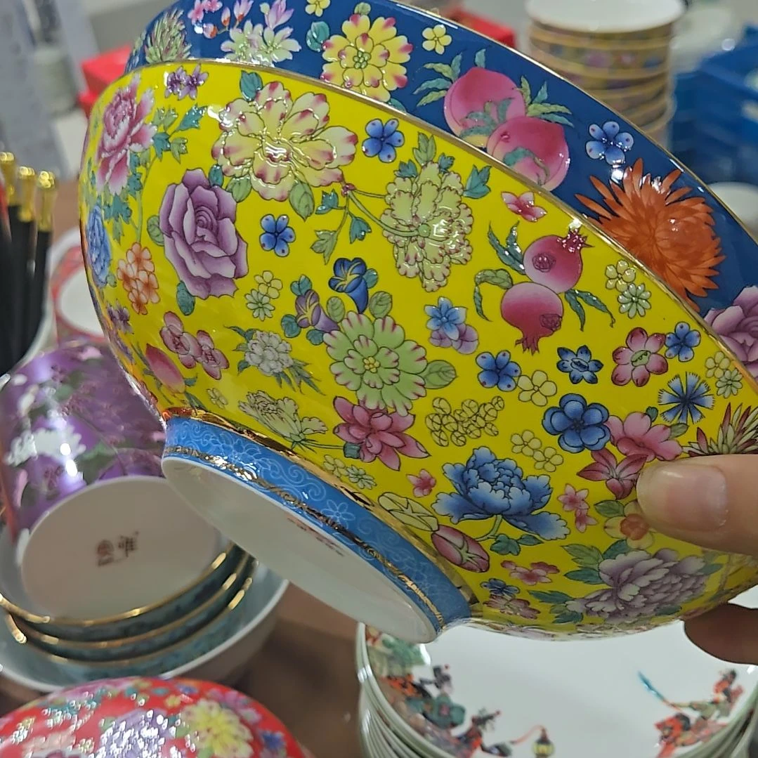 碗微瑕珐琅彩8.5寸2个深盘6666