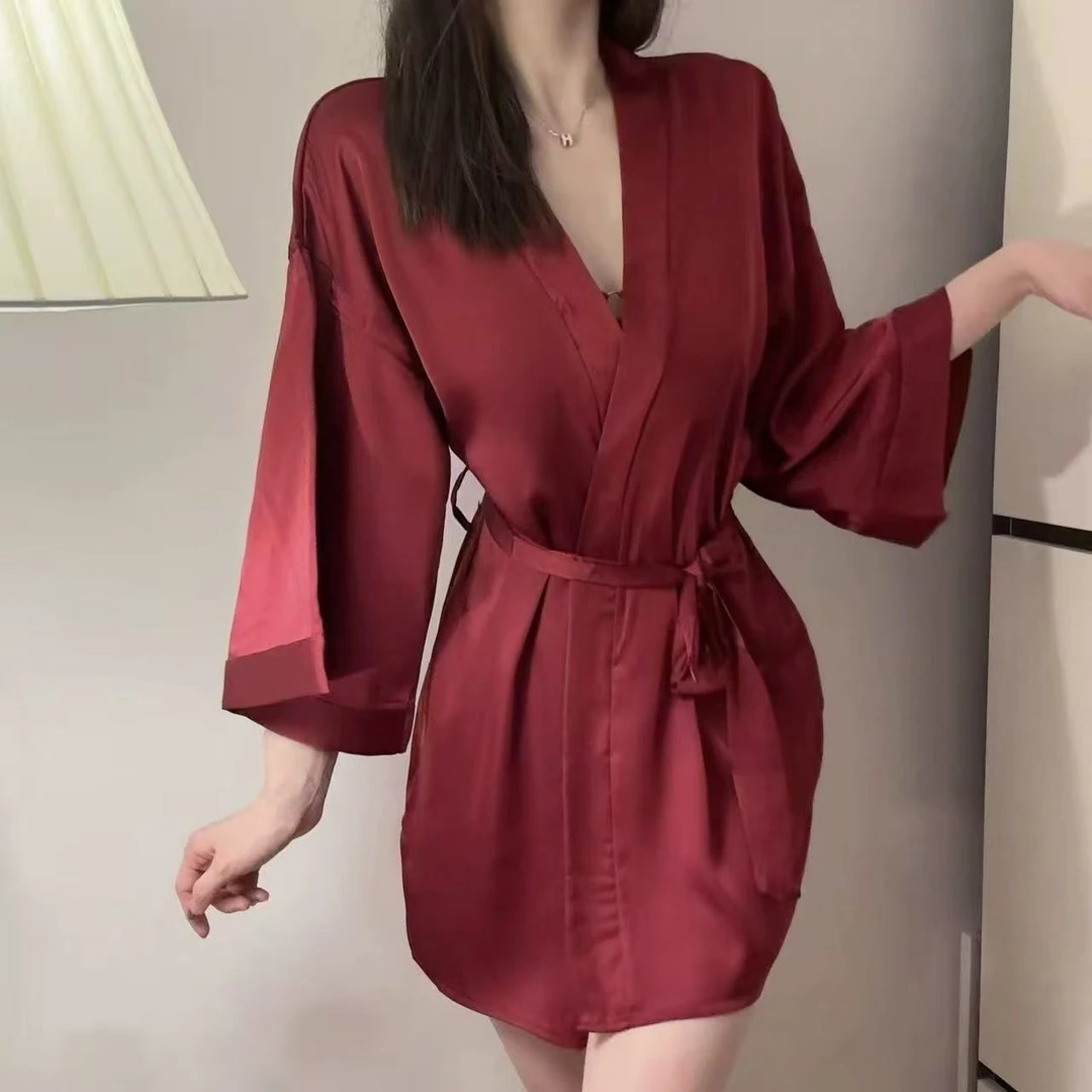 （直播间专用勿拍）性感薄款开衫系带睡袍女士浴袍家居服