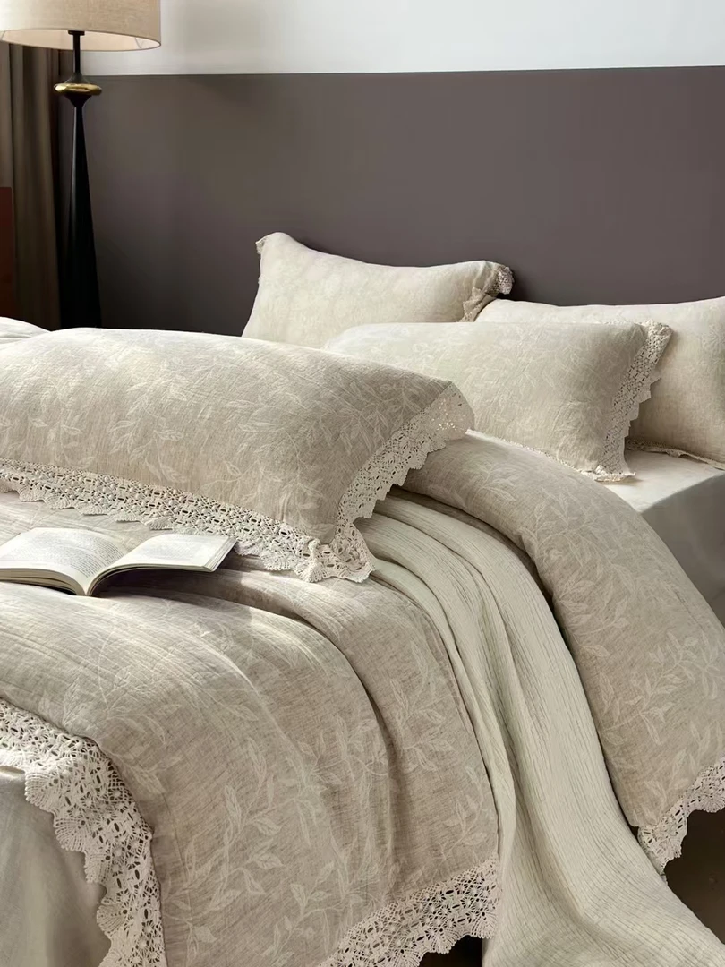 【京かわ会社】镂空花边棉麻四件套风吟