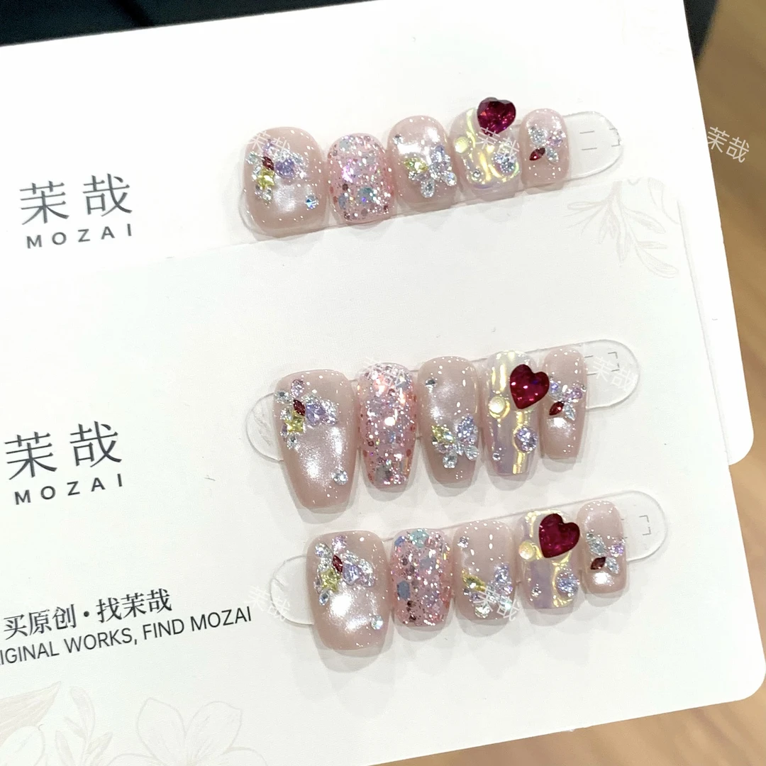 【情窦初开】纯手工定制美甲可拆卸穿戴甲A3755