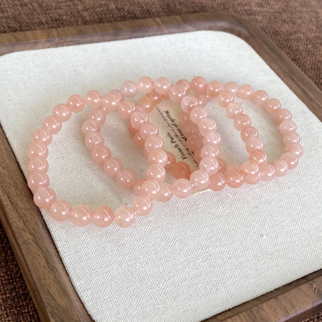 天然金丝玉手串女款粉手链招财原创设计桃花 多样性发一件 约8mm