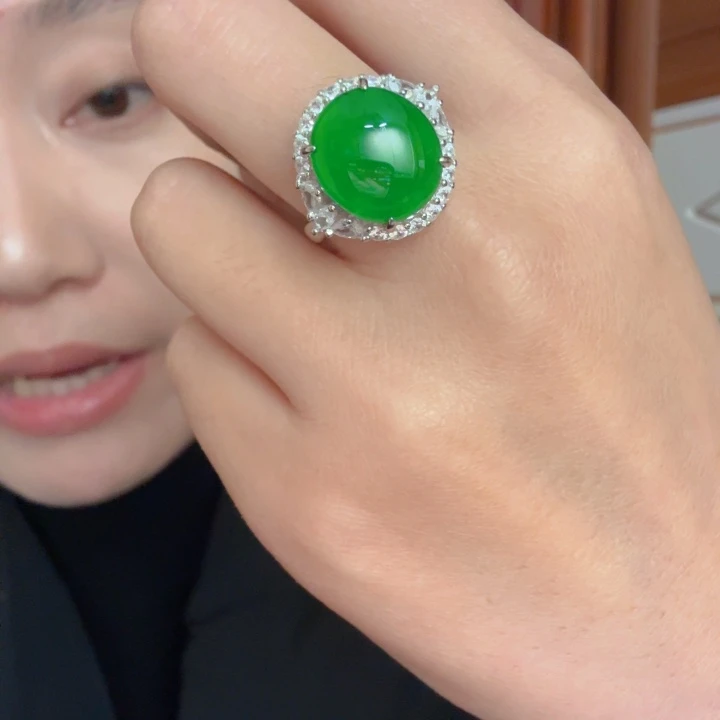 翡翠银S925镶嵌吊坠(不含链)戒指