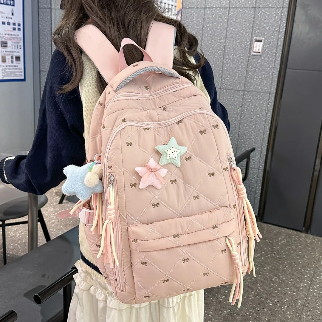 高颜值双肩包女轻便减负书包高中生小学生大容量ins学院风背包