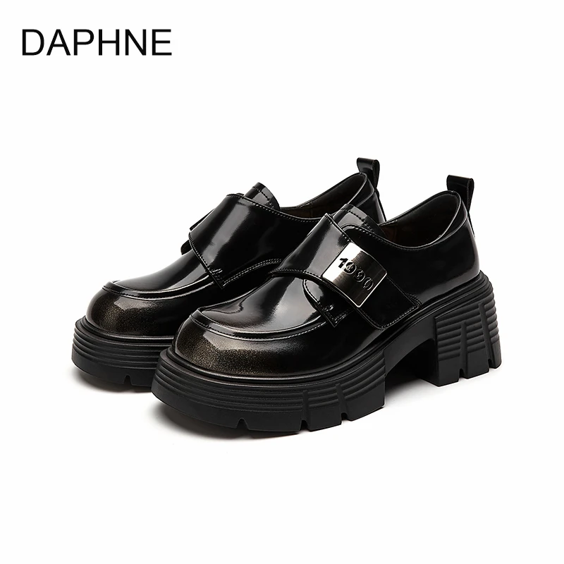 达芙妮厚底乐福鞋2025秋季新款镜面擦色小皮鞋复古英伦风JK鞋女鞋