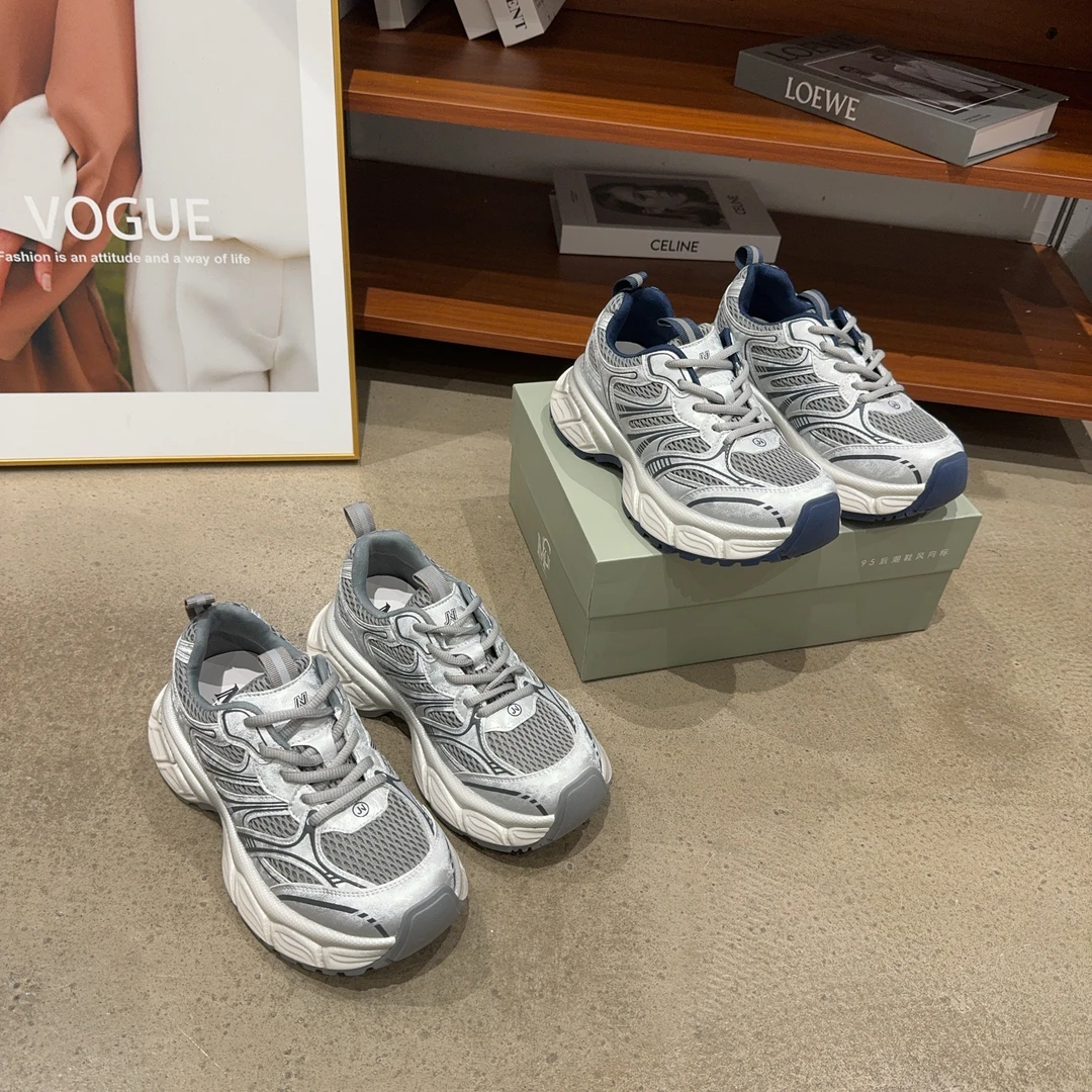 5058 欧货真皮厚底老爹鞋女2025秋季新款百搭增高休闲运动鞋跟高