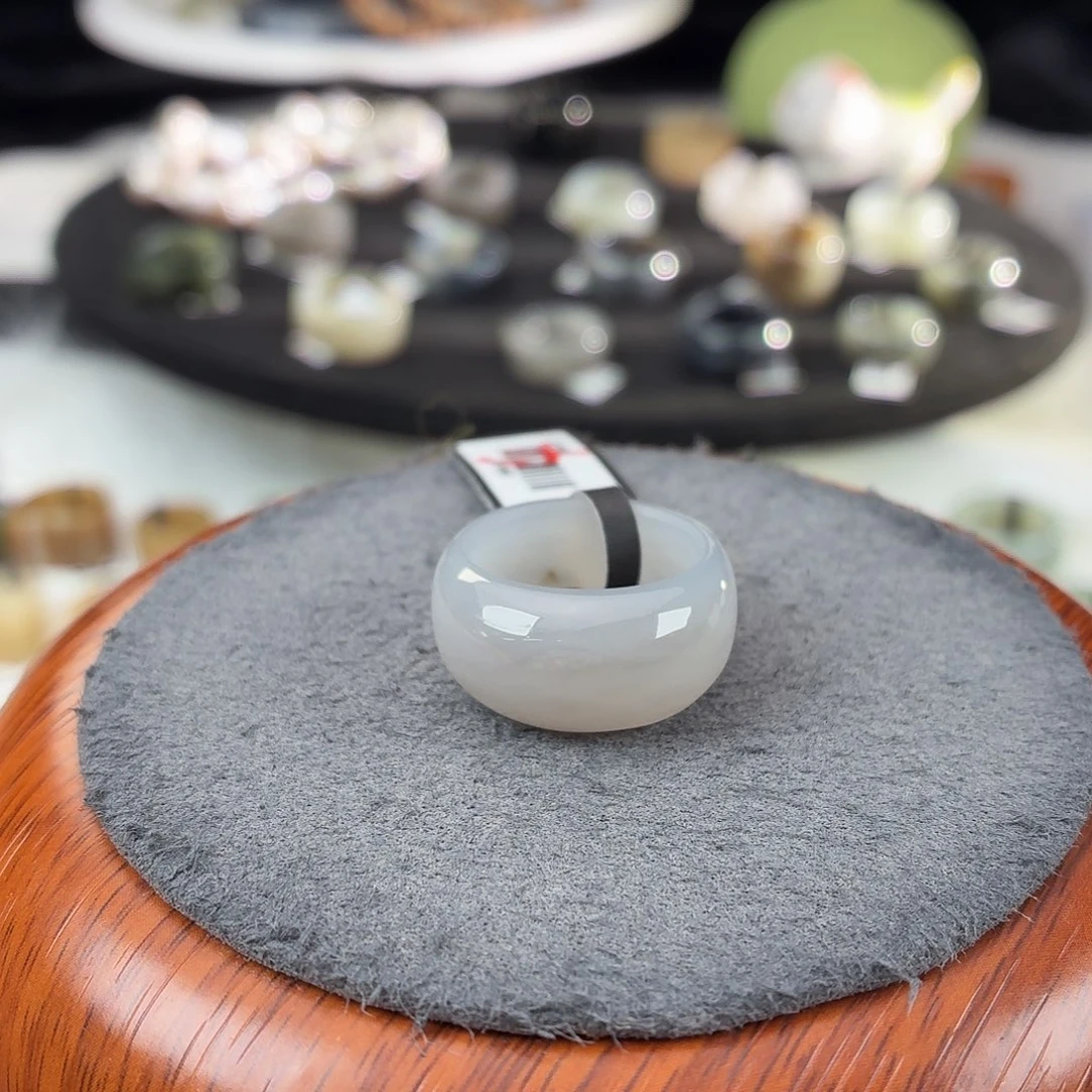 和田玉未镶嵌戒指b51紫馒头17.3不退换