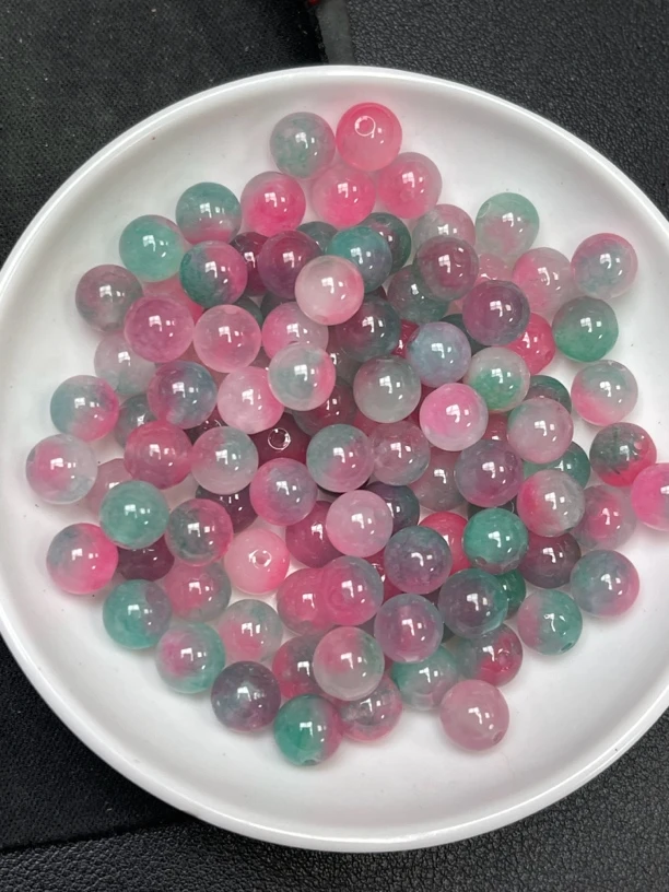 天然珠宝玉石 红绿宝散珠Y39  8MM  50颗（赠弹力绳）