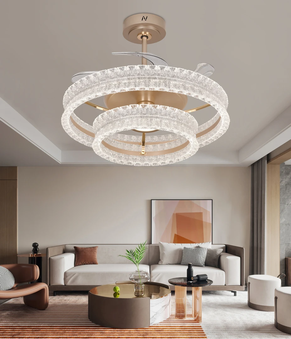 风扇灯2025新款现代简约客厅餐厅卧室轻奢吸顶灯吊灯风扇灯具一体