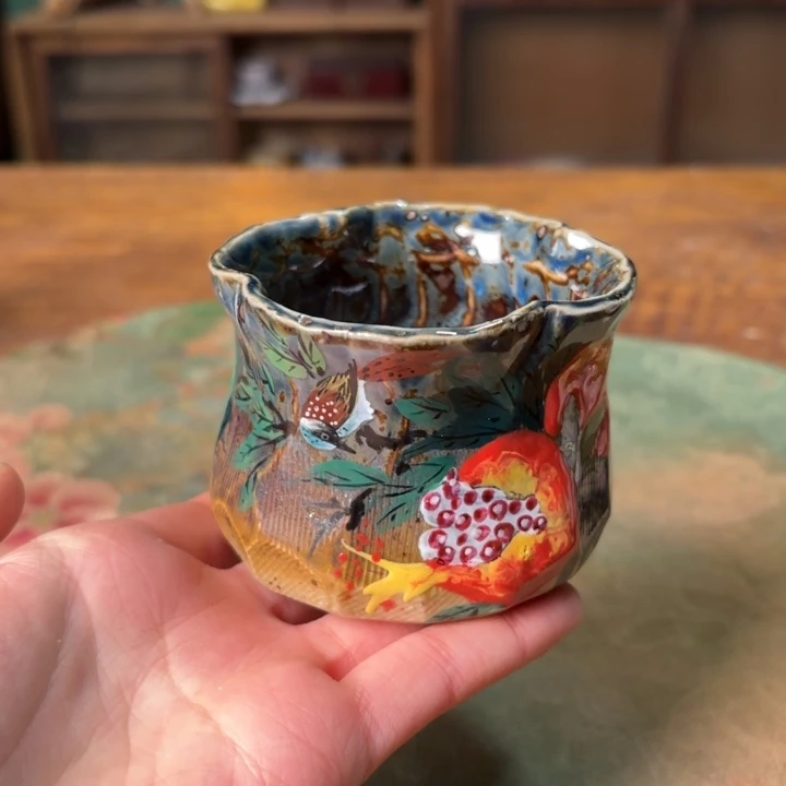 珠***峰柴烧纯手工手绘陶瓷