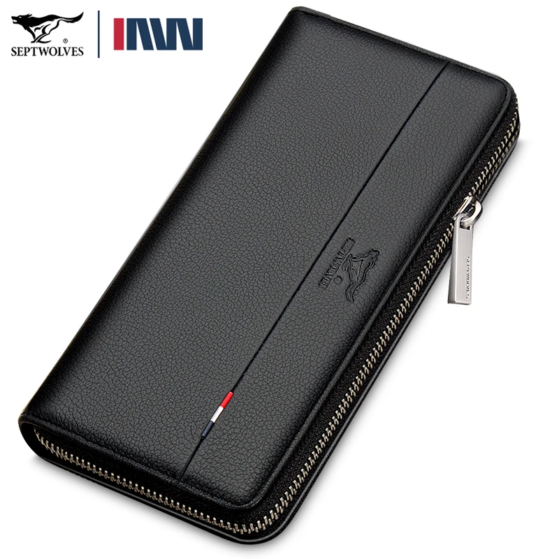 七匹狼男士男款真皮多功能手拿包商务手包生日礼物送给老公抖音