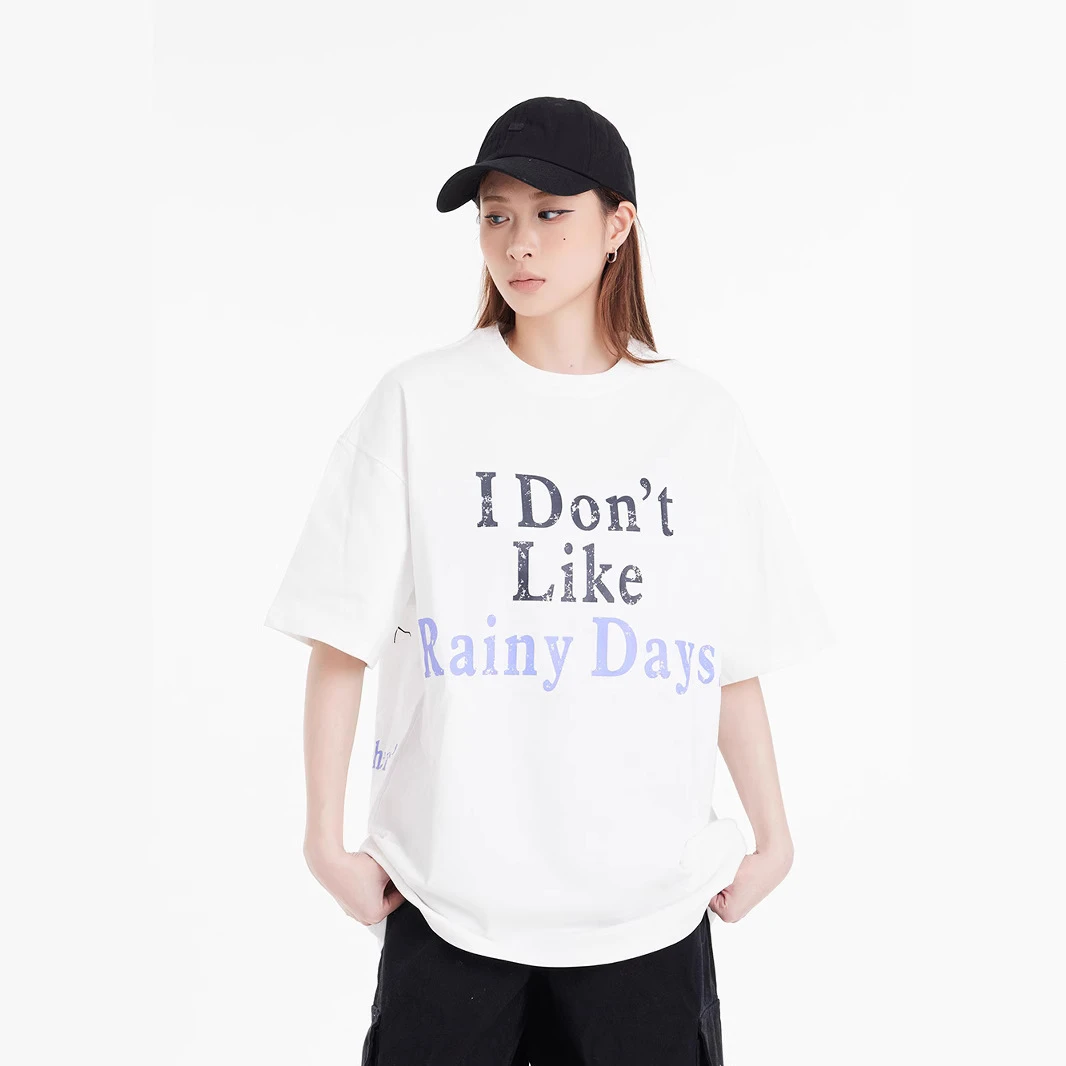 2025新款美式复古闪电印花设计感男女情侣款重磅宽松百搭圆领短袖