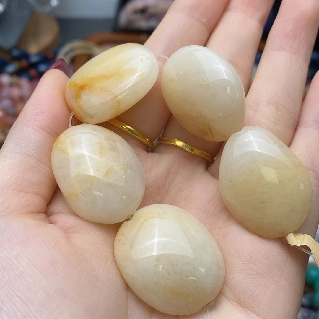 玛瑙/玉髓未镶嵌珠宝半成品黄玉不定型约24mm五颗