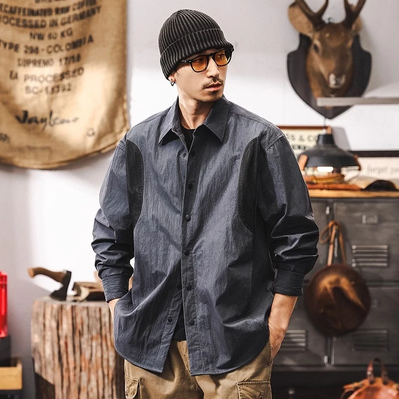@放牧火星 户外工装衬衫男长袖2025新款春季潮牌复古宽松衬衣外套