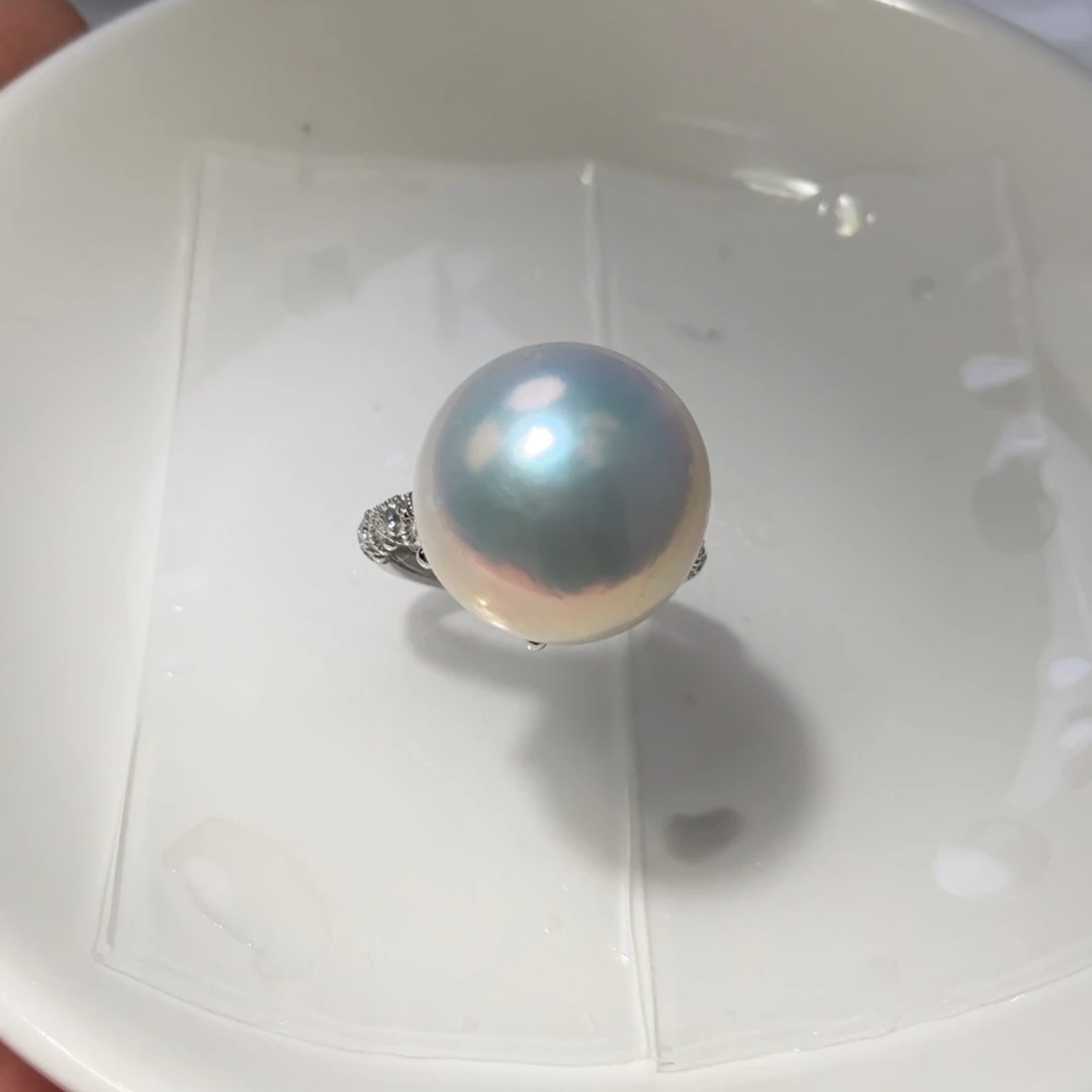 银S925镶嵌戒指淡水珍珠