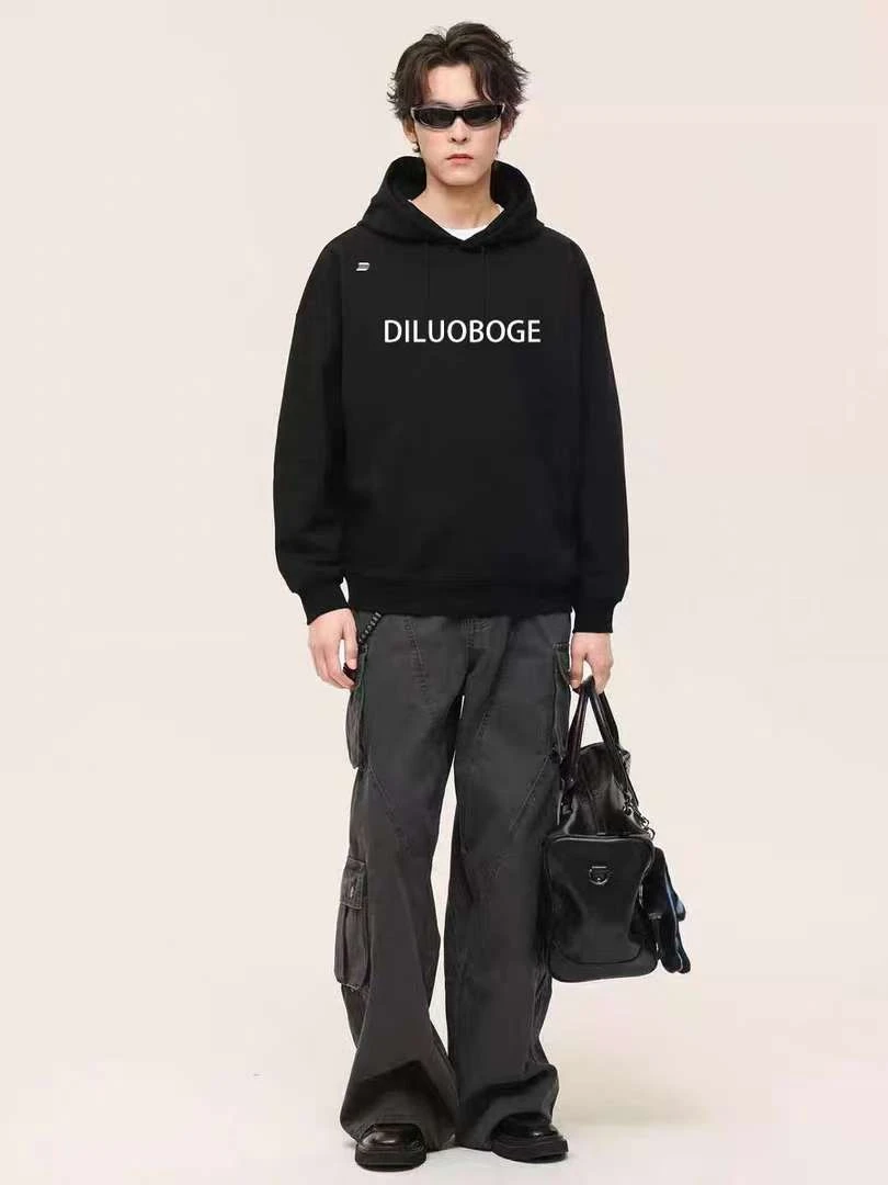 DILUOBOGE【品牌福利】6D植绒男女同款时尚百搭连帽卫衣