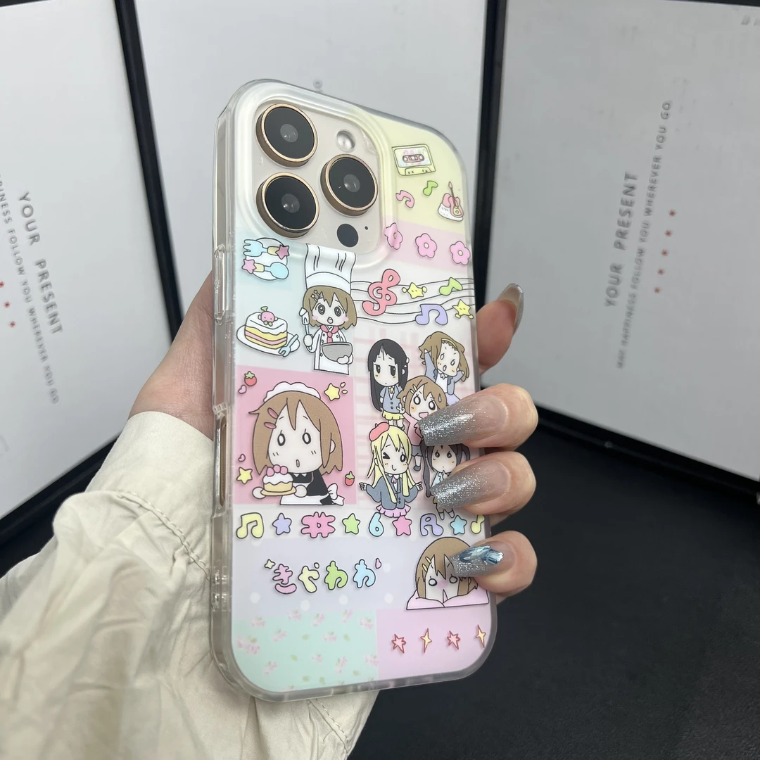 可爱卡通满屏厨师轻音少女适用iPhone16手机壳苹果15新款14防摔13