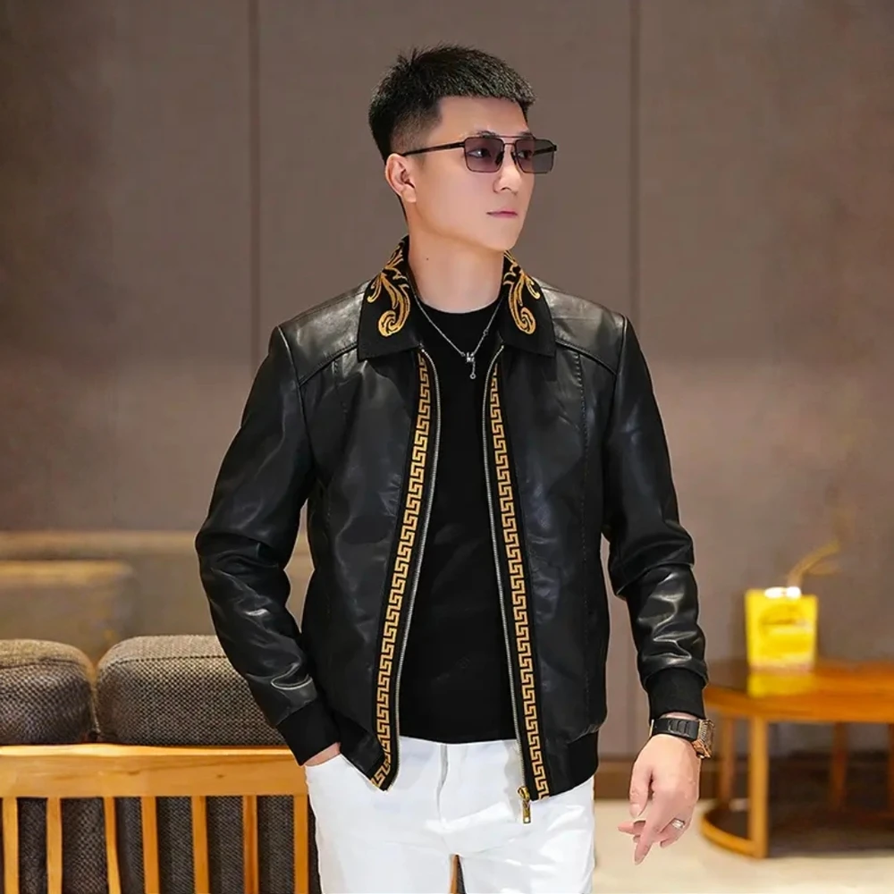 法帝卡尔克高端男士轻奢时尚潮流设计感翻领夹克外套休闲百搭上衣