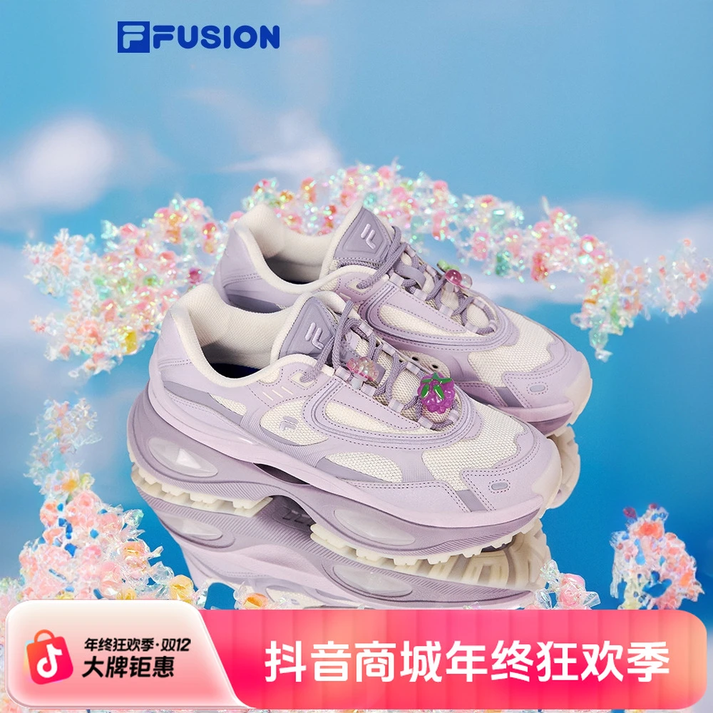硬糖3丨FUSION斐乐女鞋25夏透气网面厚底运动老爹鞋带挂件欧若风
