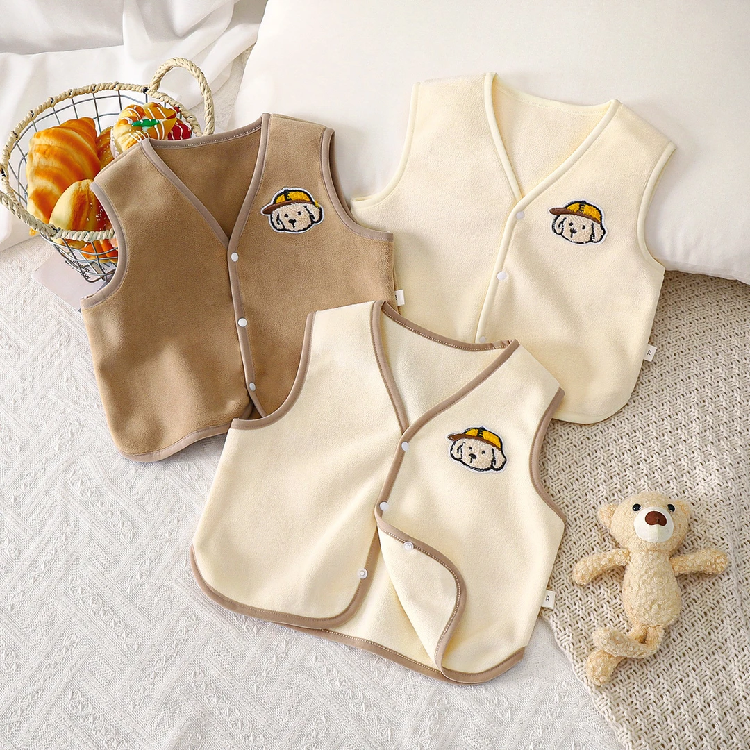 宝宝秋冬新款加绒马甲男女童保暖背心打底外穿衣服奥粒绒开衫坎肩