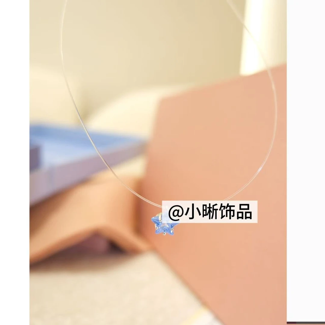 吊坠925银 小众设计百搭蓝色五角星项链46785