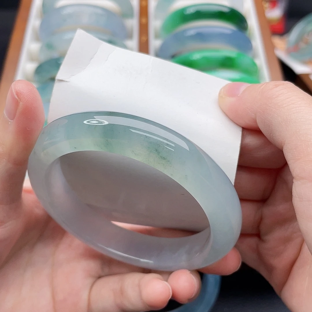 翡翠未镶嵌手镯57.8冰胶蓝