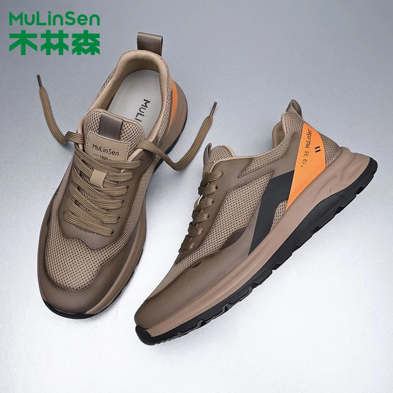 木林森夏季新款男鞋网面透气休闲鞋软底户外跑步运动鞋子男款男潮