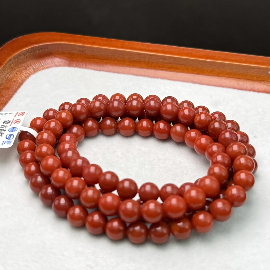 诚信经营支持年退换 南红锦红亮光多圈珠链卡5-6mm 多样性发一