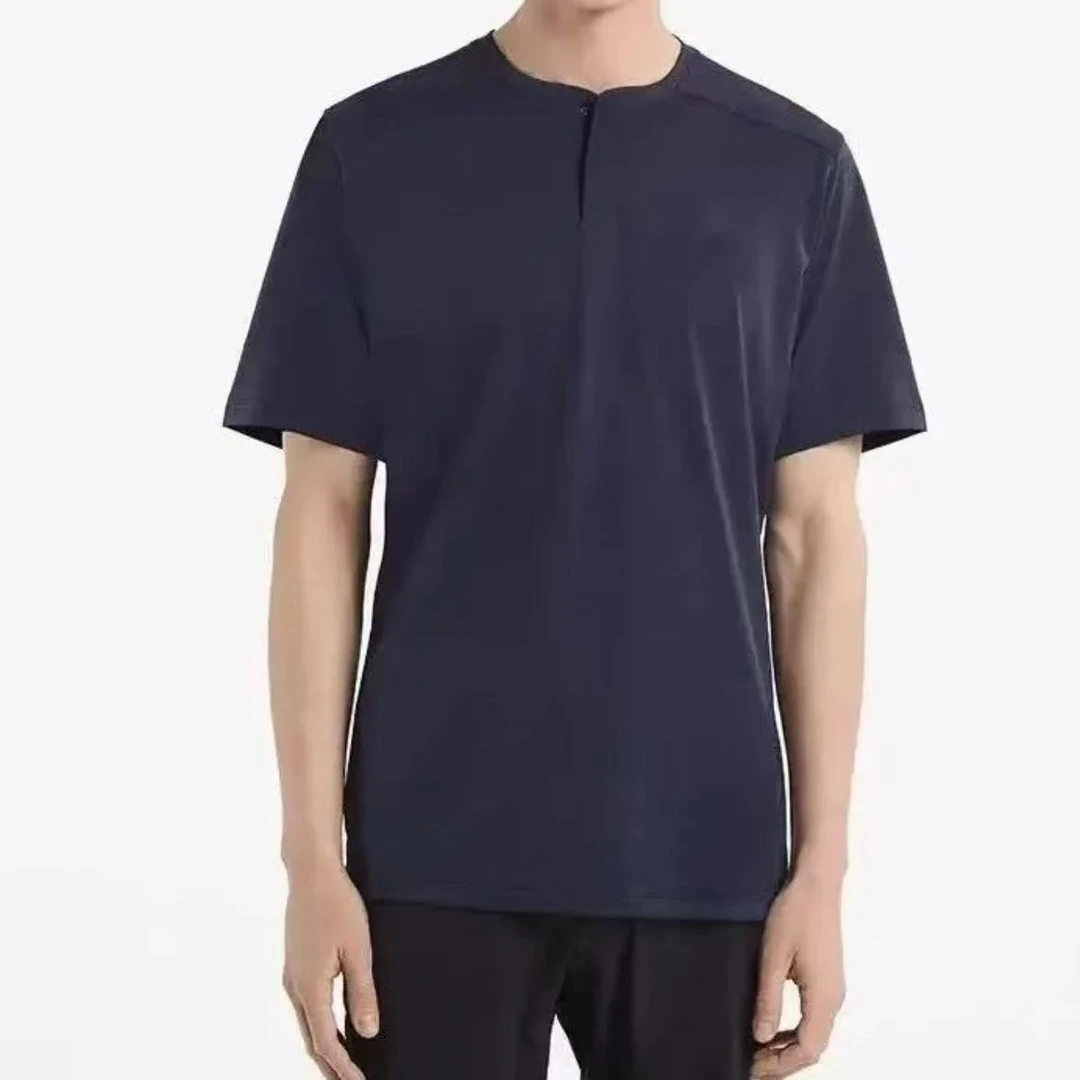 夏季轻量化 透气速干柔软舒适 男士亨利领短袖T恤-26925