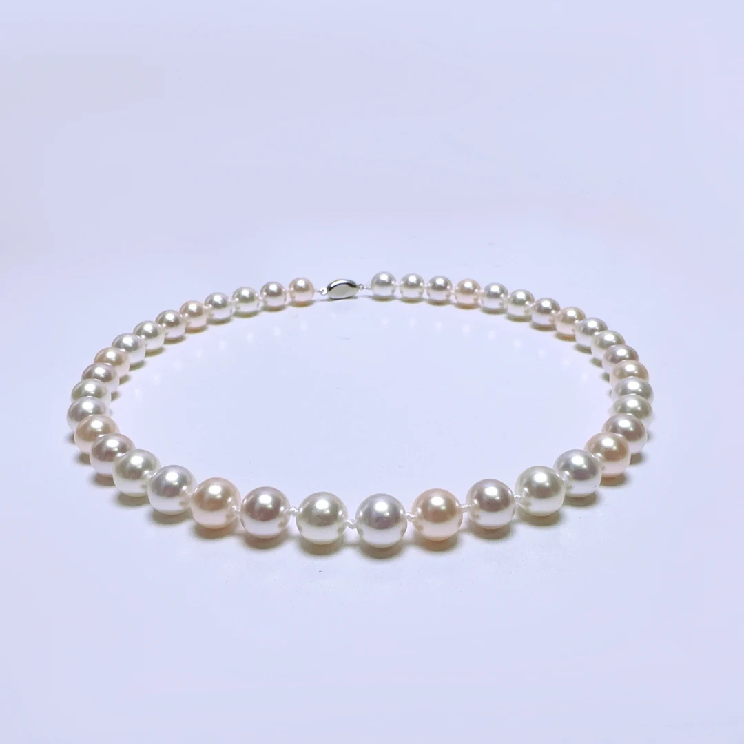 铜合金仿珍珠项链 10-11mm莫兰迪混彩元宝扣施家贝珠项链XLA509