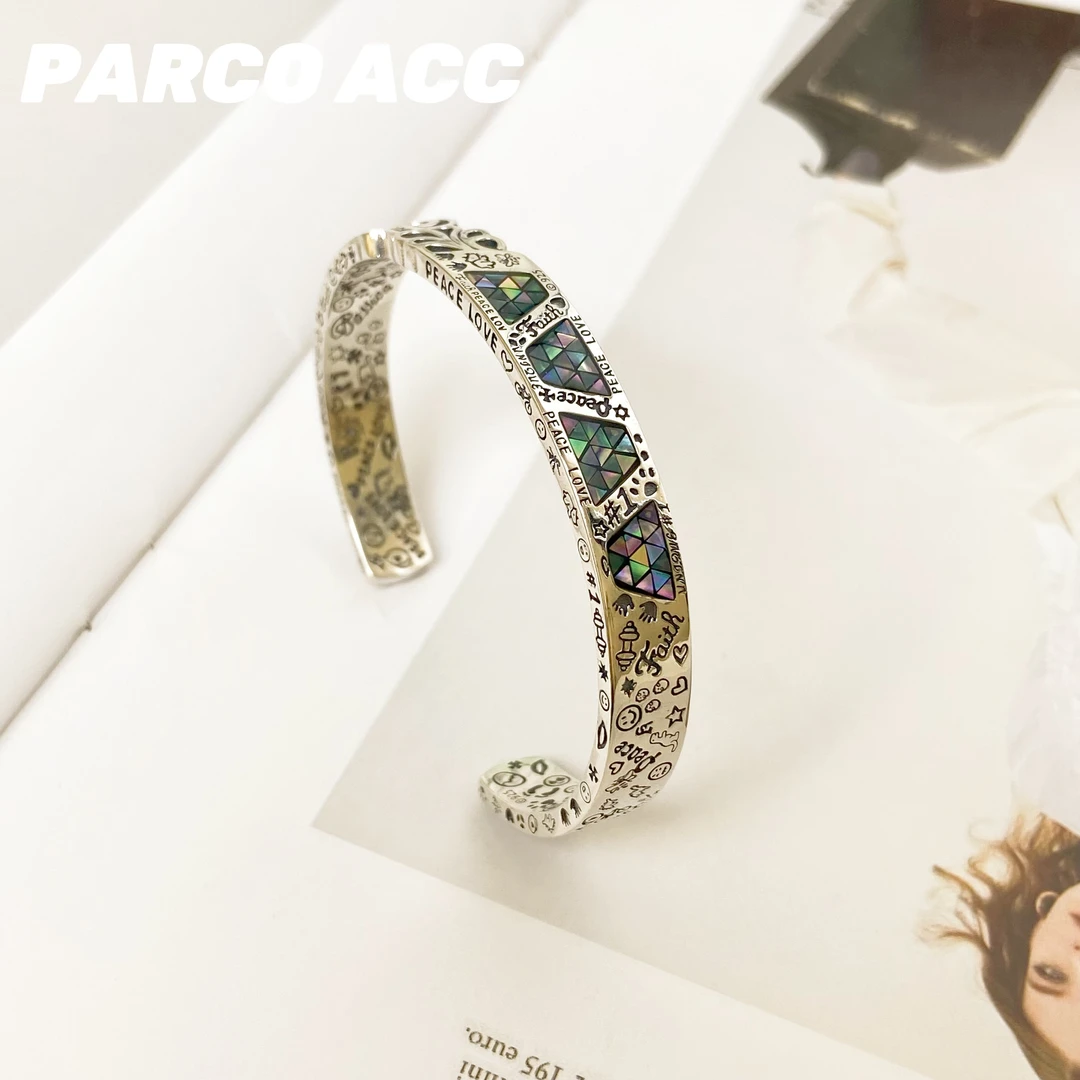 925银手镯 TE417  LORO 万花筒涂鸦手镯