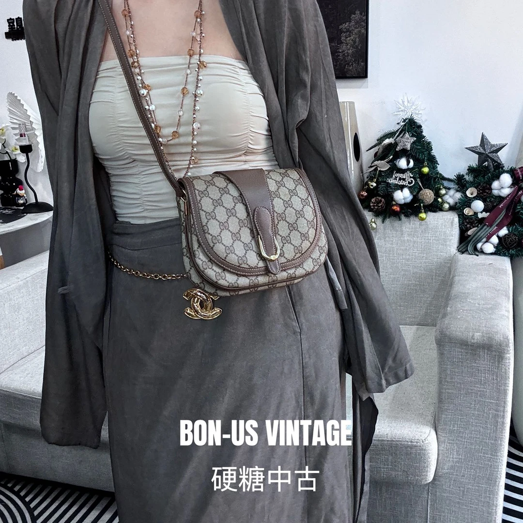 95新 GUCCI/古驰 8613308/小号马鞍包配皮换新
