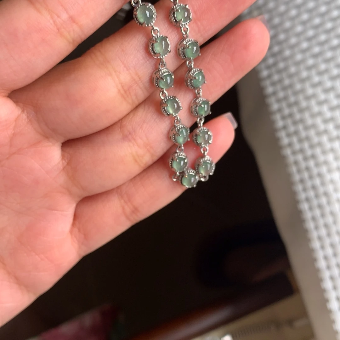 翡翠银S925镶嵌戒指手链