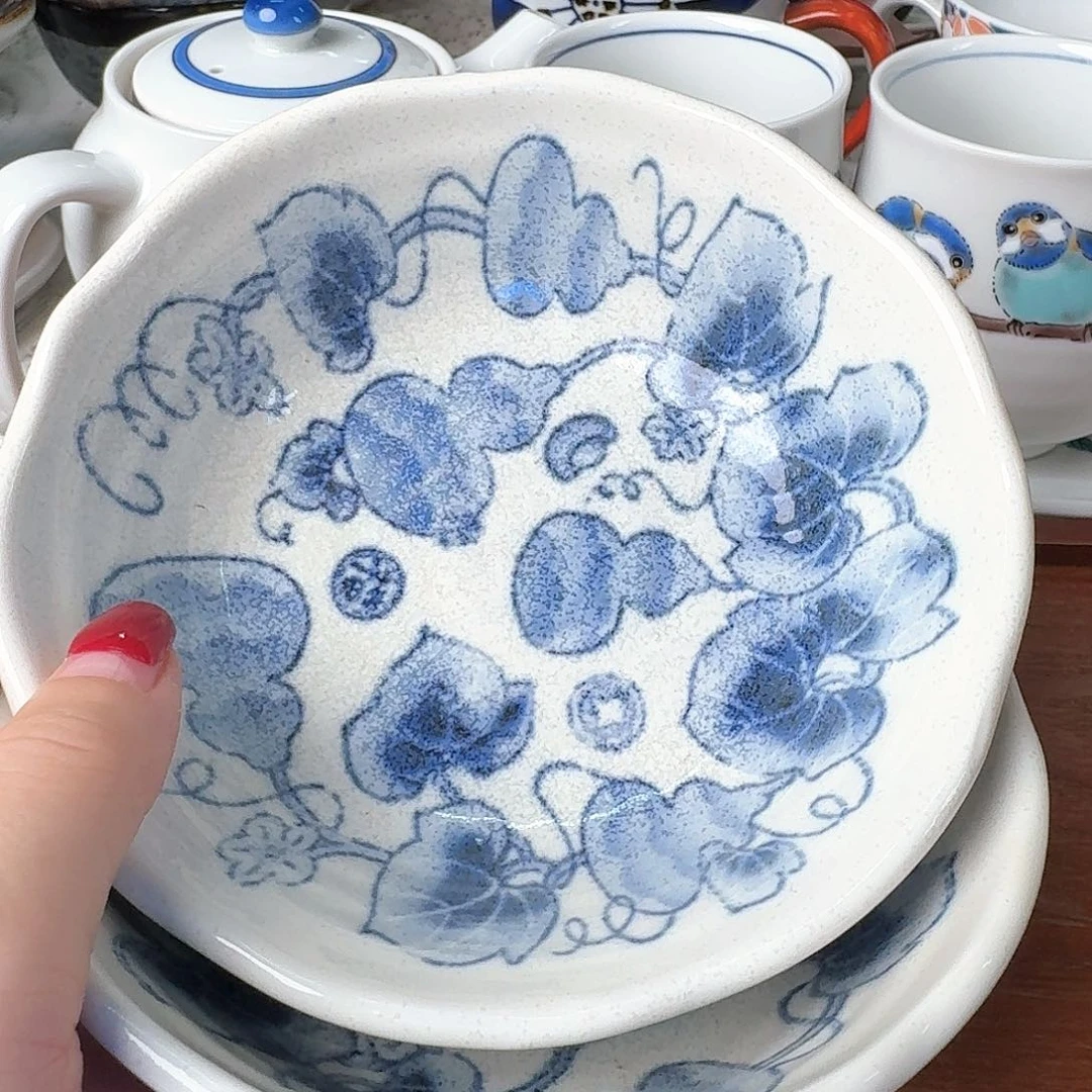瓷片2只13.5厘米葫芦钵，全新
