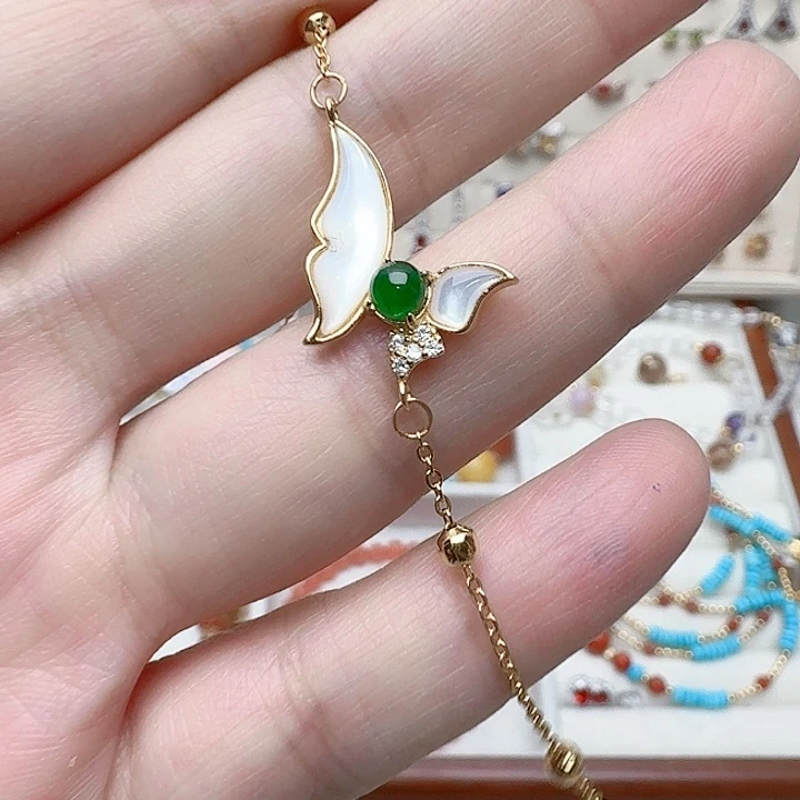 翡翠手链银S925镶嵌手链637