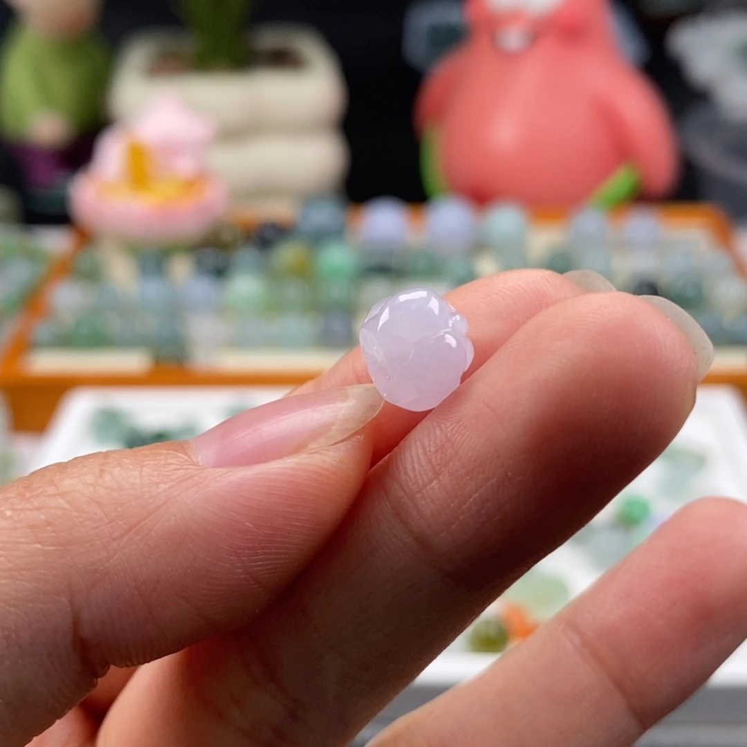 翡翠散珠恒*天然翡翠粉紫9.2×7.5