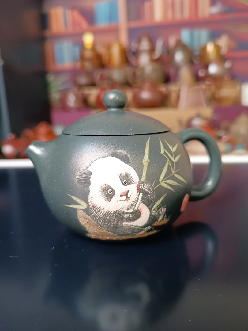 福利特价民国绿熊猫西施壶200cc