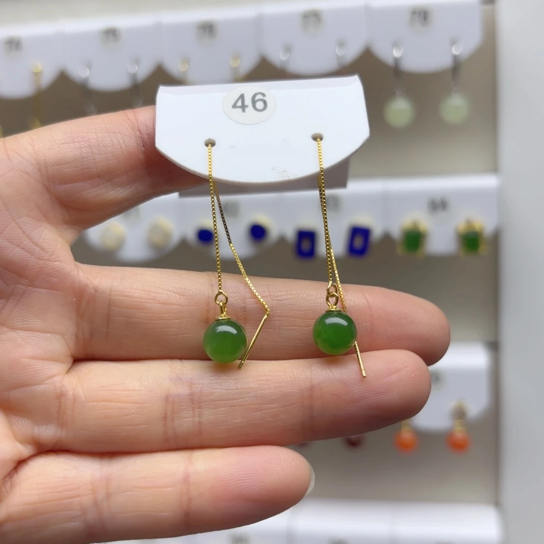 银S925镶嵌和田玉耳饰