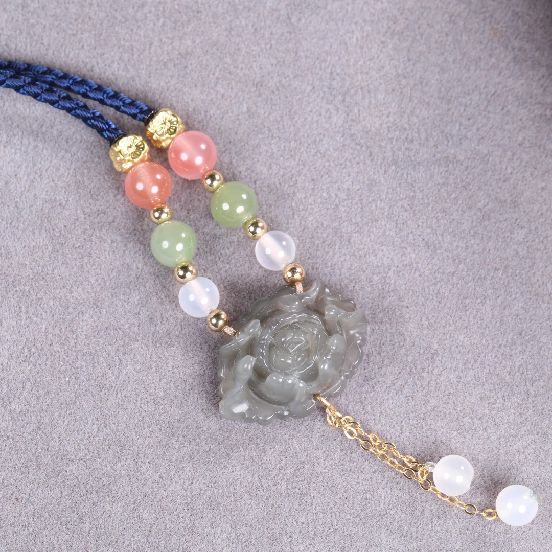 【汪氏精品】SL和田玉烟紫牡丹花 WS 91702 多样性发其一