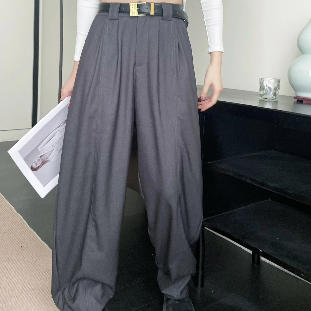 阔腿裤女秋冬新款高腰拖地宽松 百搭垂感直筒裤子女2295