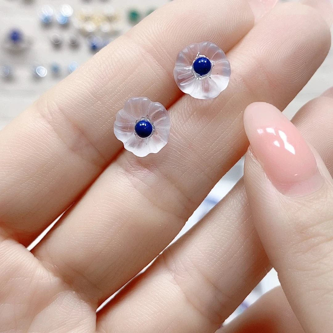 水晶耳饰银S925镶嵌耳饰孤品