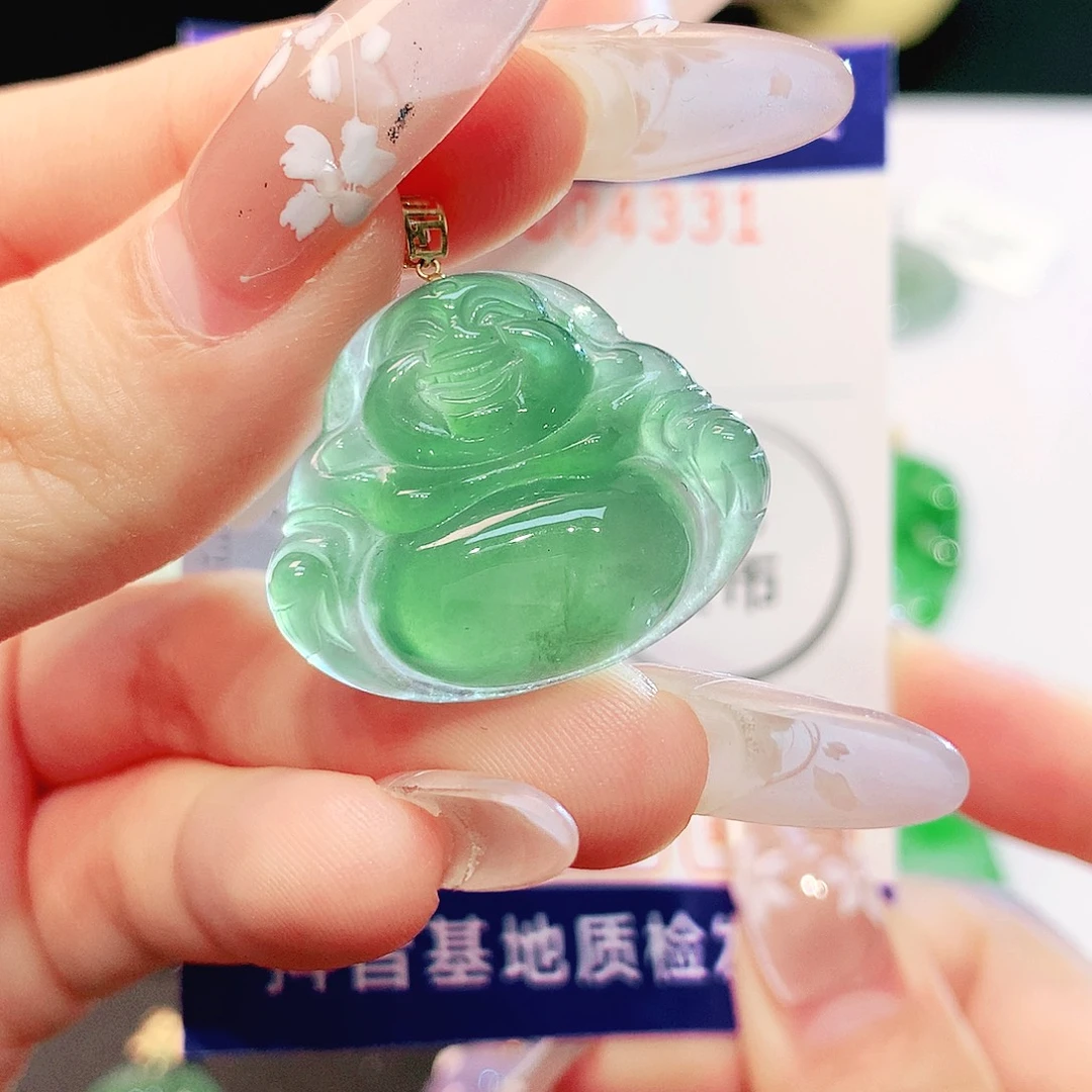 翡翠18K金镶嵌吊坠(不含链)