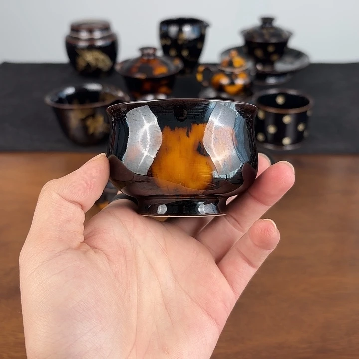 瓷玳瑁釉高炉式杯