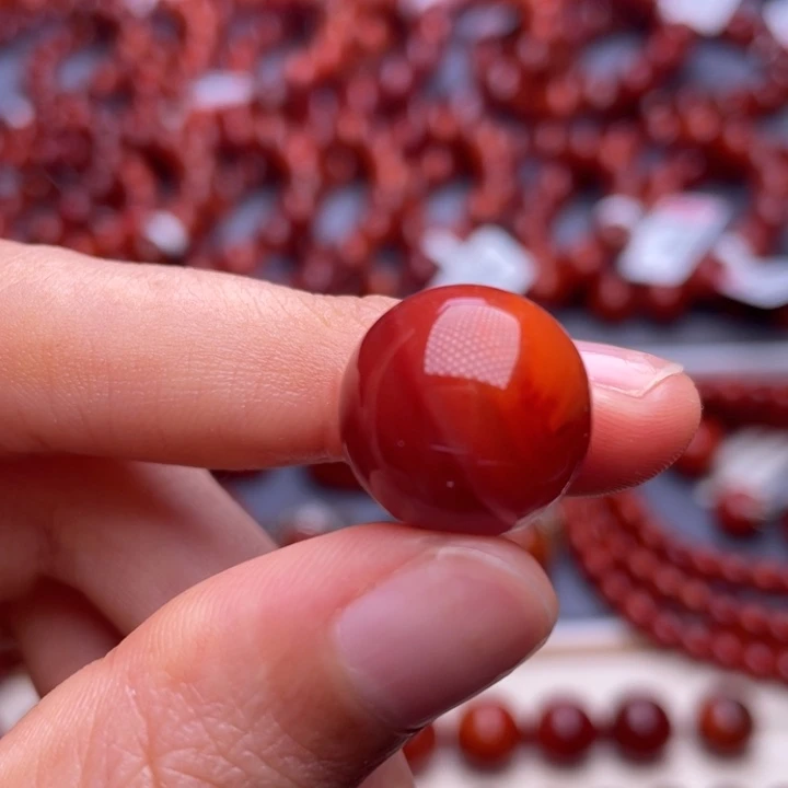 南红玛瑙未镶嵌其他（原矿）15mm高品瓦西玫红双色圆珠