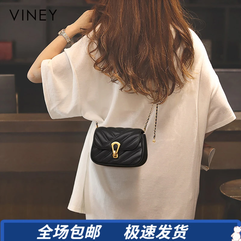 Viney真皮包包新款斜挎小香风洋气轻奢单肩生日礼物送女友送老婆