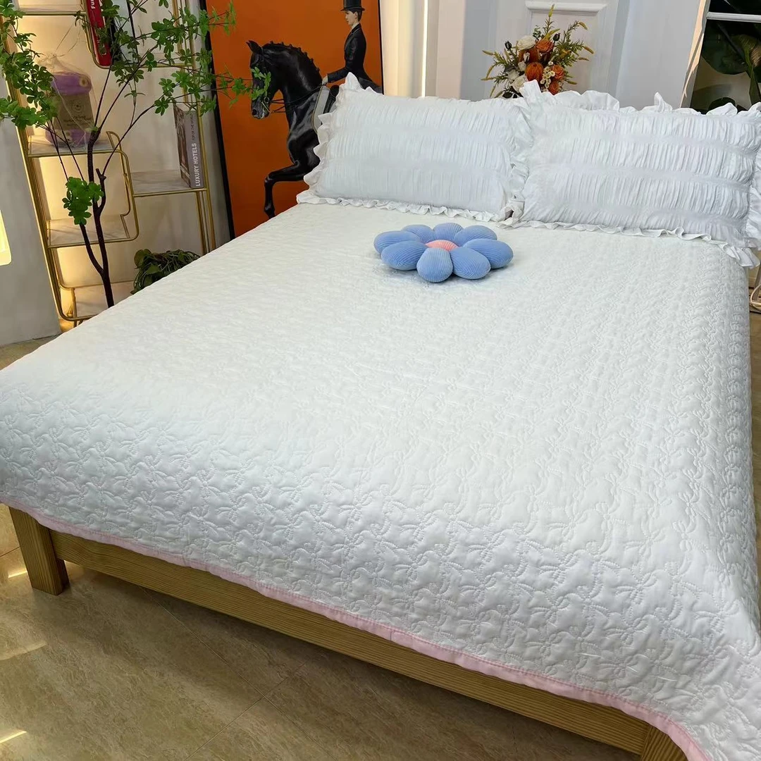 ◇水洗双层纱【珍珠白】柔软亲肤舒适可机洗直角边床盖床品S