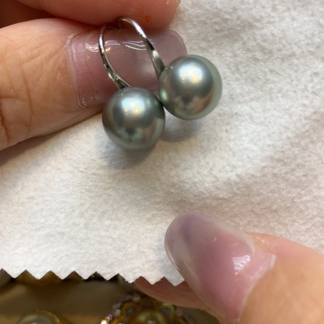 银S925镶嵌耳饰海水珍珠